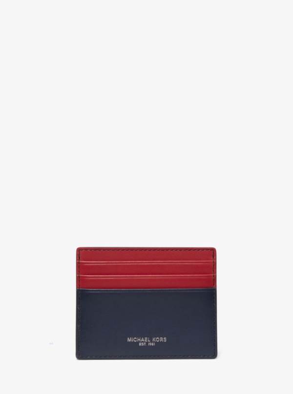 Panske Penazenky Michael Kors Odin Tall Leather Card Case Červené Námornícka Modrá - Doplnky Michael Kors Slevy | SGYCF-9361
